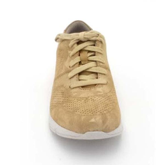 Dansko Leather or Nubuck Lace-up Sneakers Alissa Gold - Medium - Picture 3 of 5